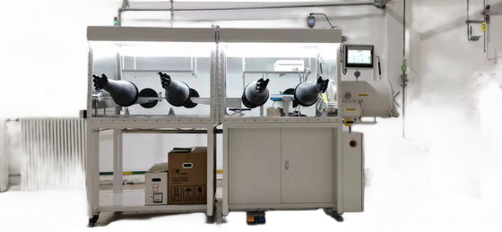 2 Workstation 2 Side Lithium Battery Glove Box With 1PPM Water Oxygen Content And Gas Purification System
